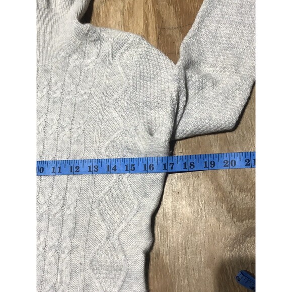 kenar 2 ply cashmere Cable Knit Turtleneck Sweater Women M Gray Knit @H3 - Picture 4 of 6